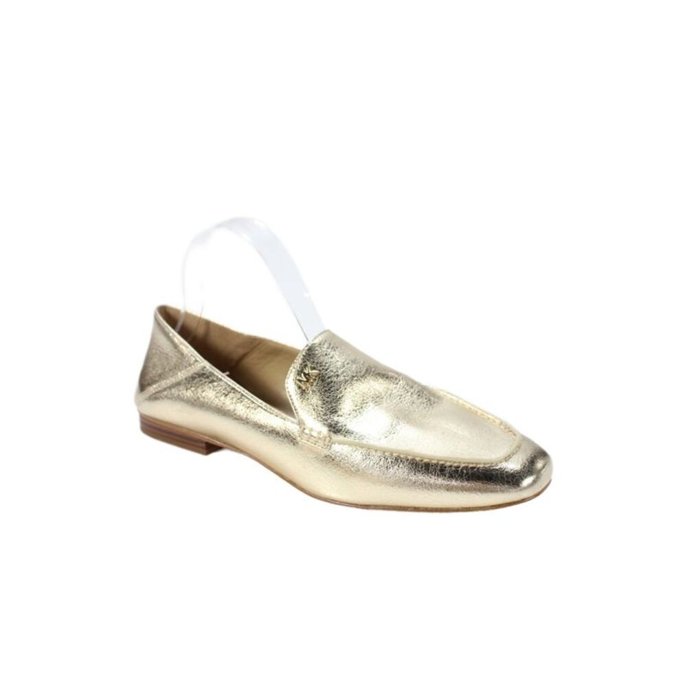 Michael Michael Kors Womens Leather Metallic Round Toe Loafers Gold Size 8.5